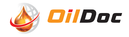 Oildoc-Logo: Eine goldene Öl-Tropfen-Grafik mit einer roten Schwunglinie auf einer grauen Weltkugel, daneben der Schriftzug 'Oildoc' in Schwarz und Orange.