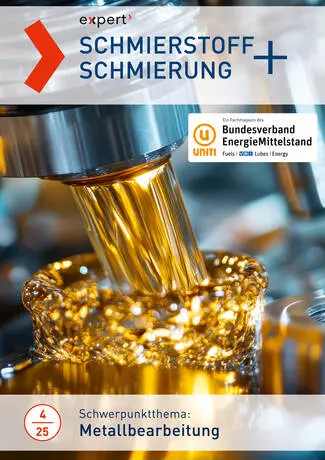 schmierstoff-schmierung-metallbearbeitung-expert-seminar-bundesverband-energie-mittelstand.jpg Detailaufnahme einer CNC-Metallbearbeitung mit goldfarbenem Schmierstoff, der Werkzeug und Werkstück umspült, Titel „Schmierstoff Schmierung“, Schwerpunkt Metallbearbeitung, Expert-Seminar in Kooperation mit dem Bundesverband EnergieMittelstand